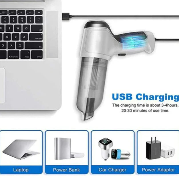 Aspirator portabil 3in1 cu functie de suflare si pompare aer, reincarcabil